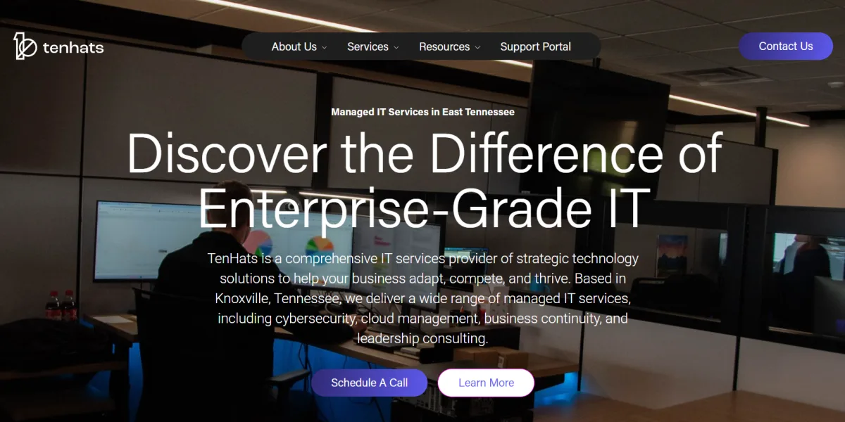 TenHats enterprise-grade managed IT and data center services Knoxville, TN — homepage