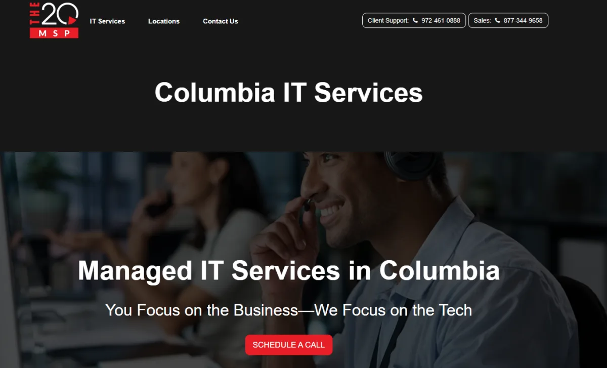 The 20 MSP Columbia IT services homepage for government contractors in Columbia, MO