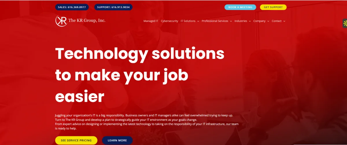 The KR Group managed IT Grand Rapids homepage