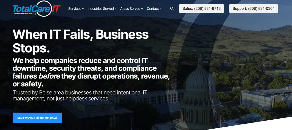 TotalCare IT agricultural manufacturing IT Boise Idaho homepage