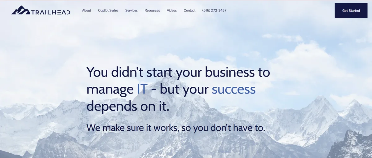 Trailhead Networks cybersecurity managed IT Grand Rapids homepage