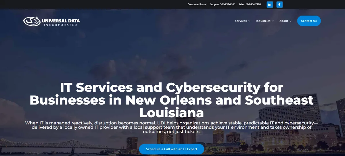 Universal Data Inc UDI managed IT and legal services New Orleans homepage