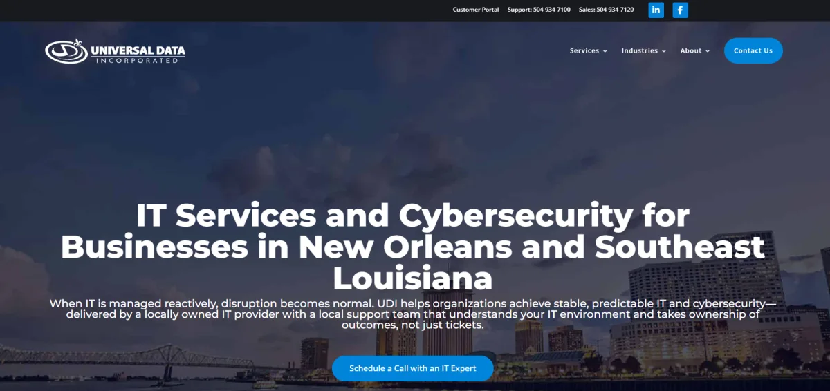 Universal Data, Inc. managed IT for construction in New Orleans — homepage