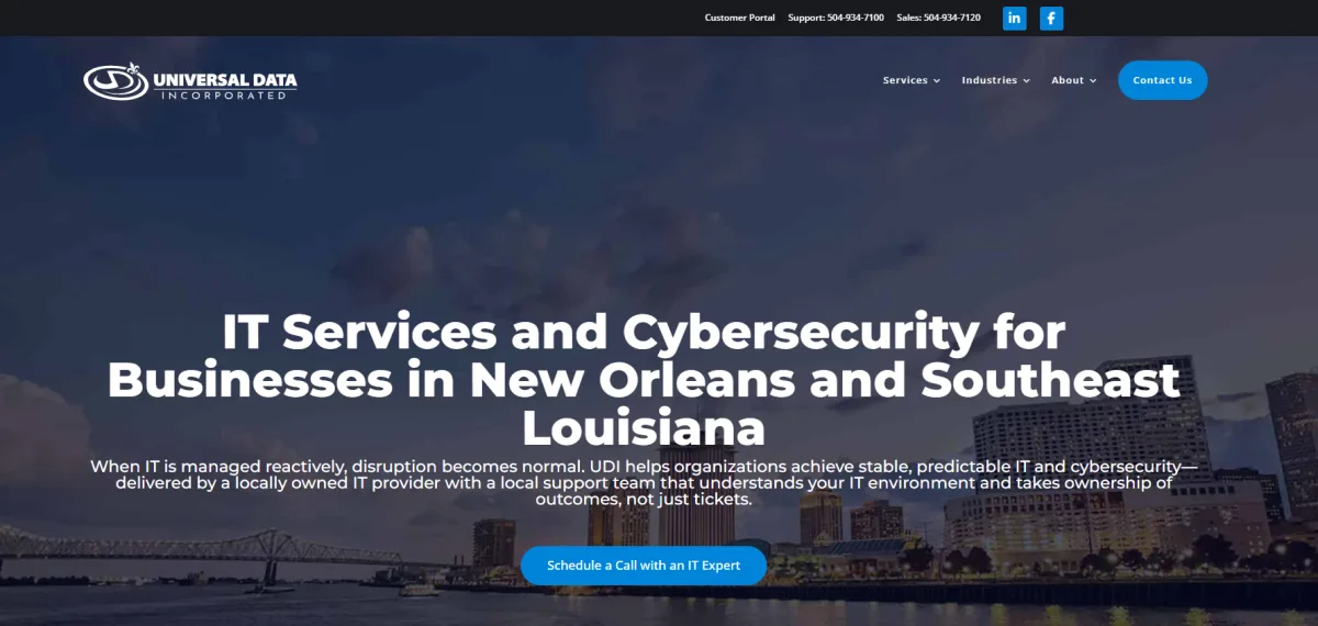 Universal Data Inc managed IT services healthcare New Orleans homepage