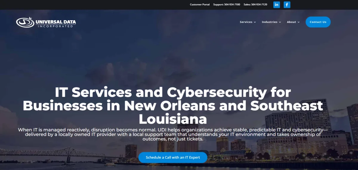 Universal Data Inc managed IT hospitality New Orleans homepage