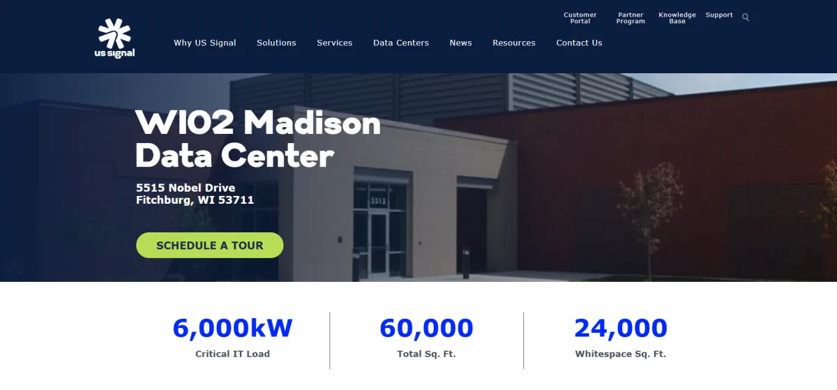 US Signal OneNeck data center Madison homepage