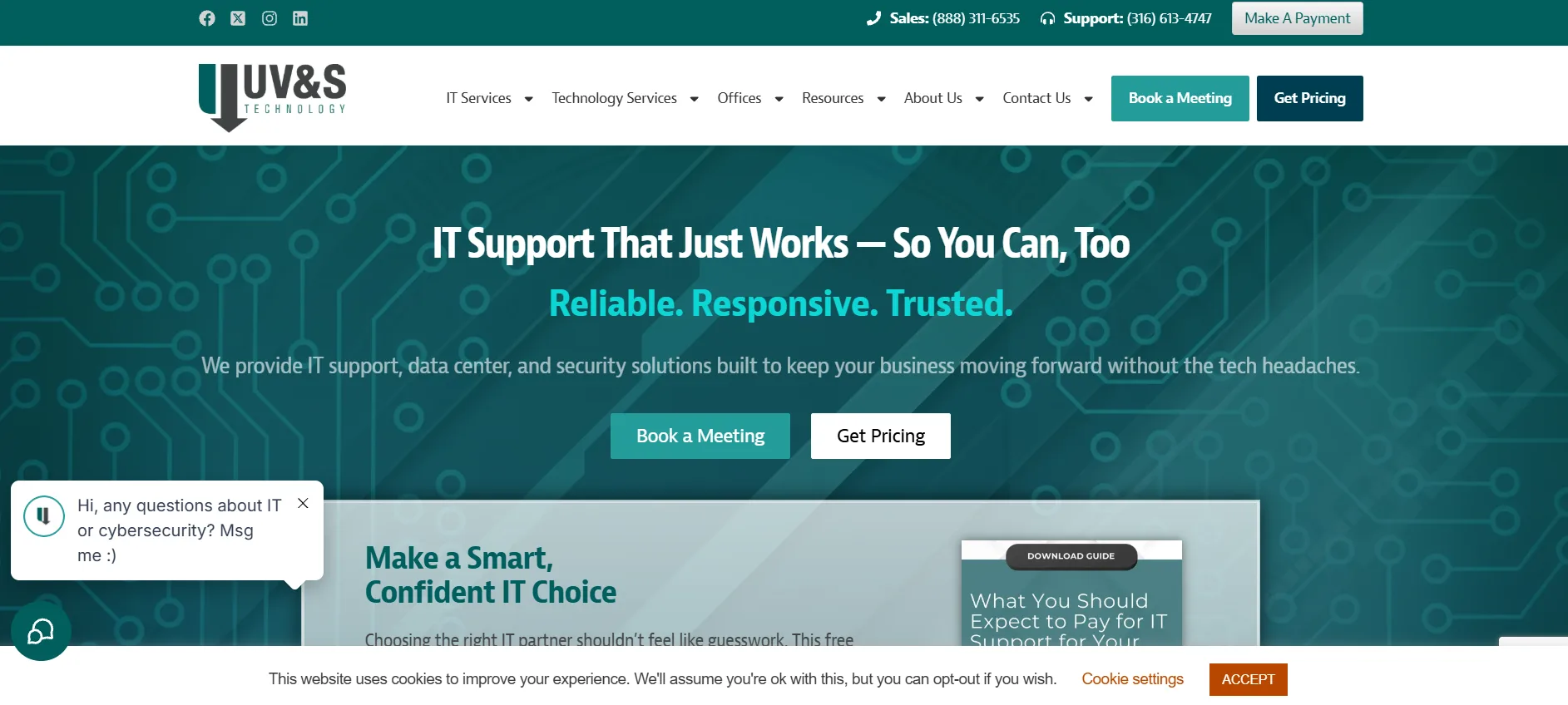 UV&S Technology managed IT Wichita KS homepage