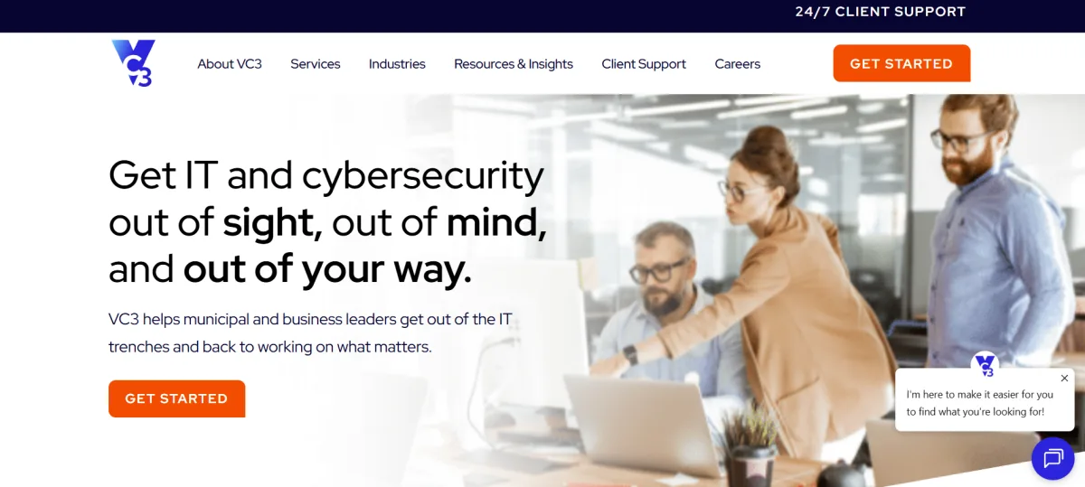 VC3 managed IT CMMC manufacturing Columbia SC homepage