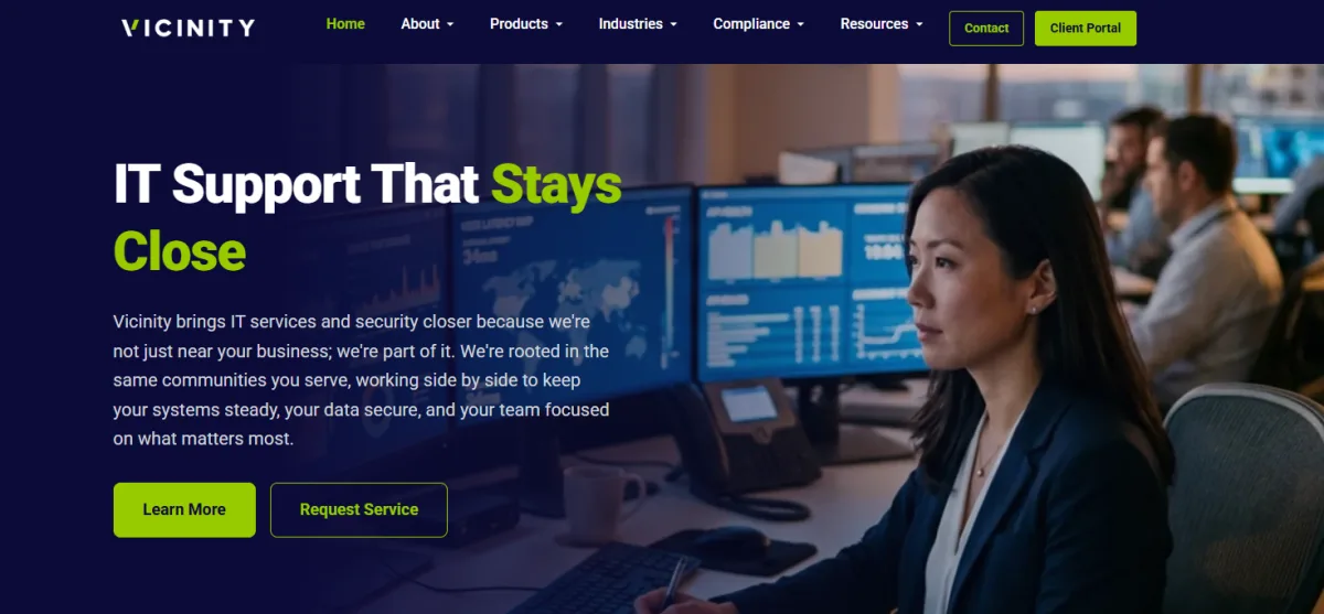 Vicinity IT support and compliance homepage