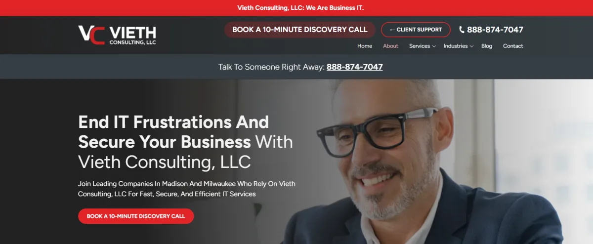Vieth Consulting Madison WI cybersecurity IT services homepage