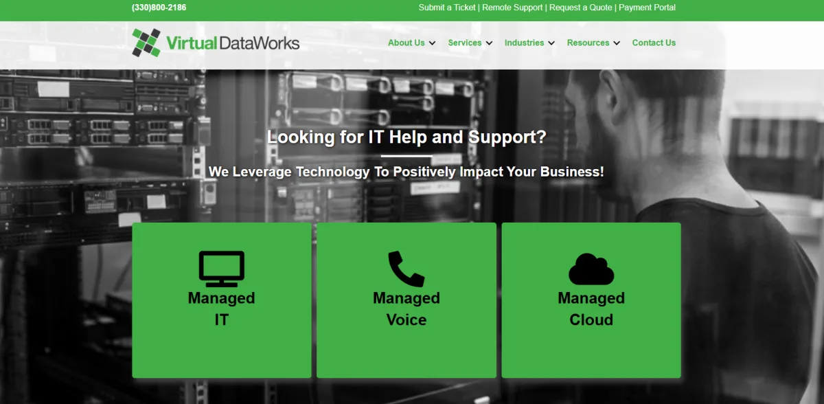 Virtual DataWorks healthcare managed IT services Akron homepage
