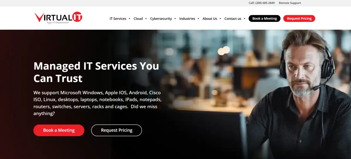 Virtual IT homepage managed IT Boise Idaho
