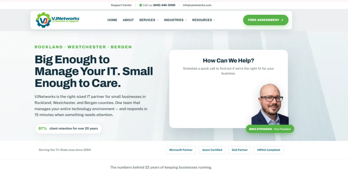 VJ Networks Garnerville Rockland County native managed IT for small business homepage
