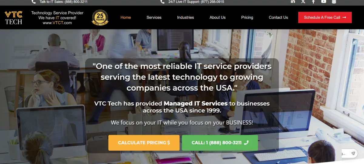 VTC Tech managed IT services Manchester NH homepage