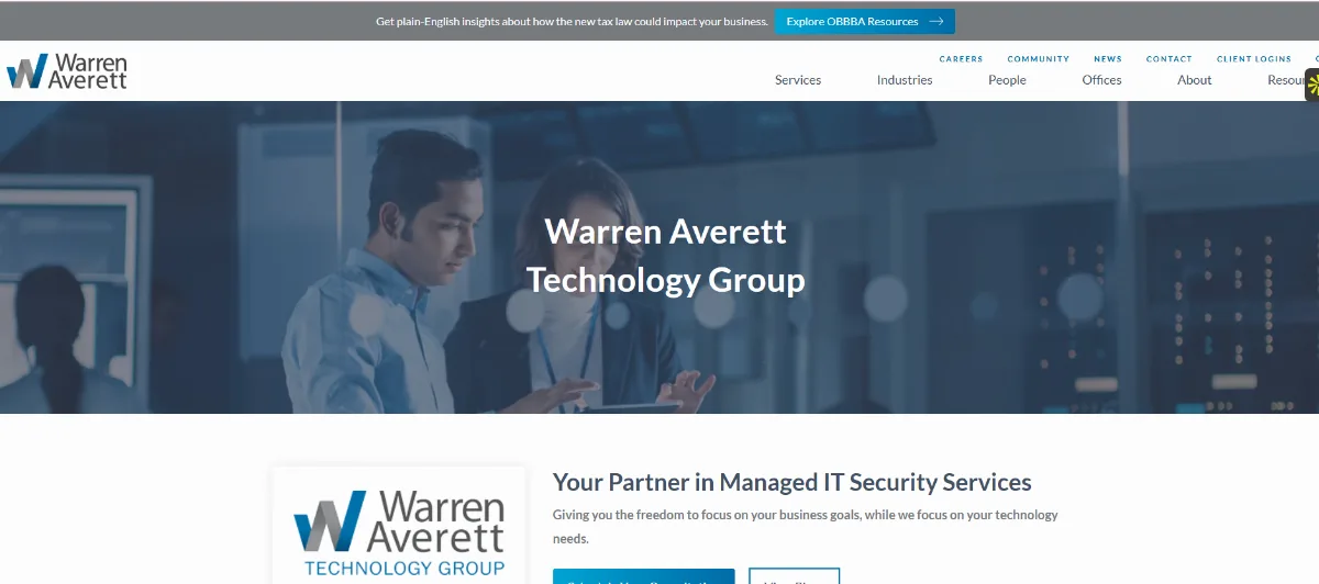 Warren Averett Technology Group managed IT services Birmingham homepage