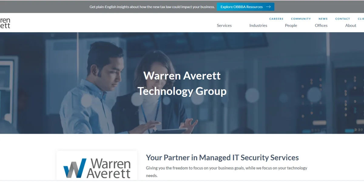Warren Averett Technology Group managed IT services for manufacturing Birmingham AL homepage