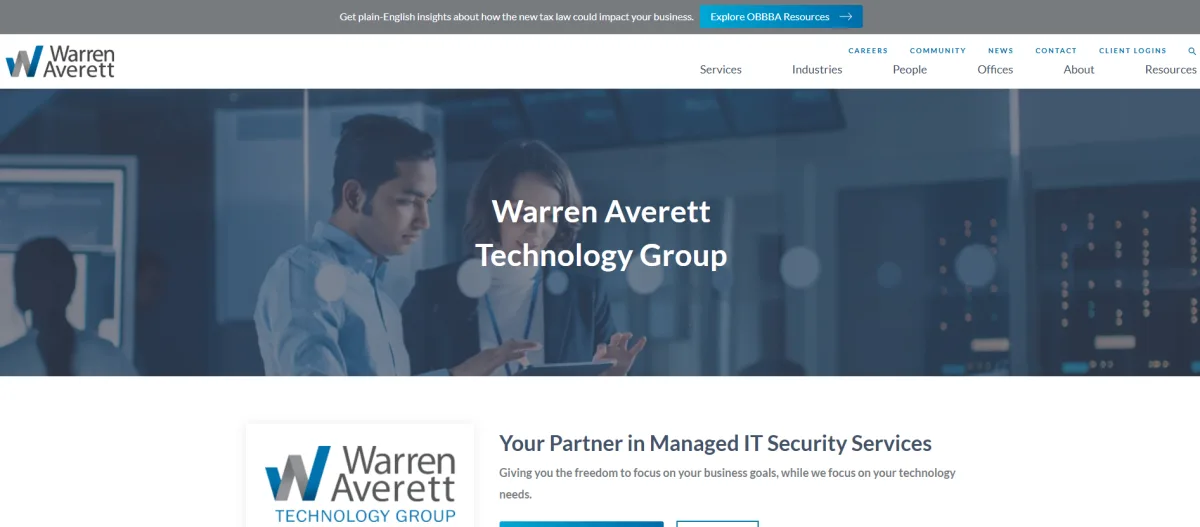 Warren Averett Technology Group managed IT for professional services in Birmingham — homepage
