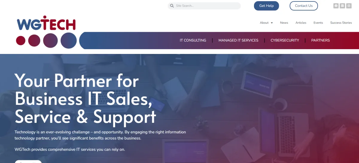 WGTech Workgroup Technology Partners managed IT Westbrook Maine homepage