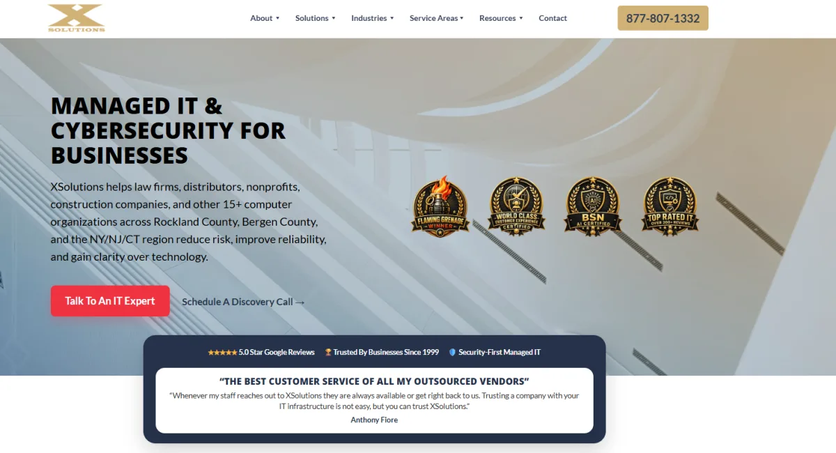 XSolutions managed IT and cybersecurity homepage New City Rockland serving Westchester County NY
