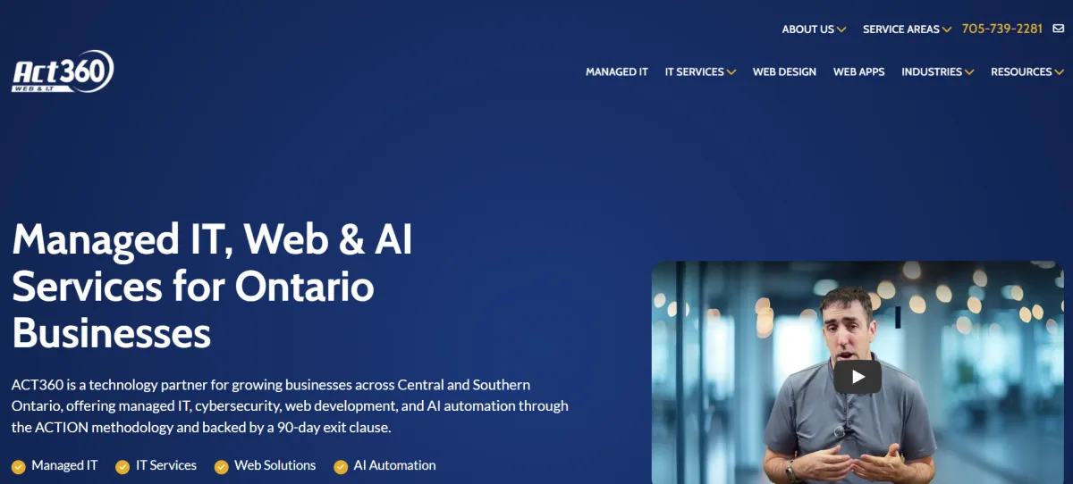 ACT360 Web & IT managed IT services Ontario homepage