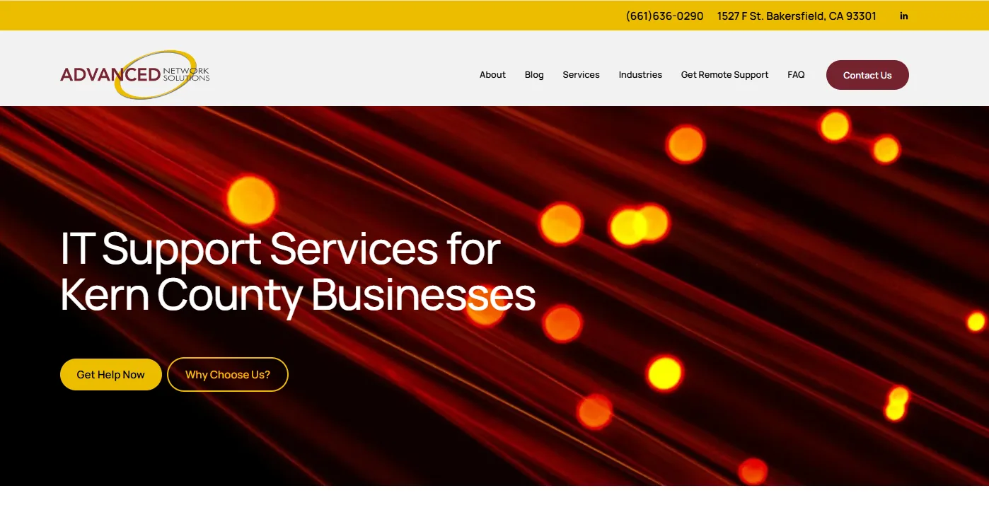 Advanced Network Solutions IT support healthcare Bakersfield homepage
