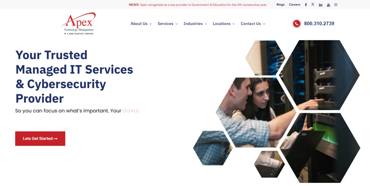 Apex Technology Management managed IT services government Fresno California homepage