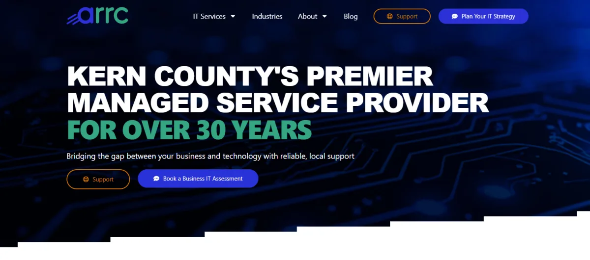 ARRC Technology managed IT services oil gas Bakersfield CA homepage