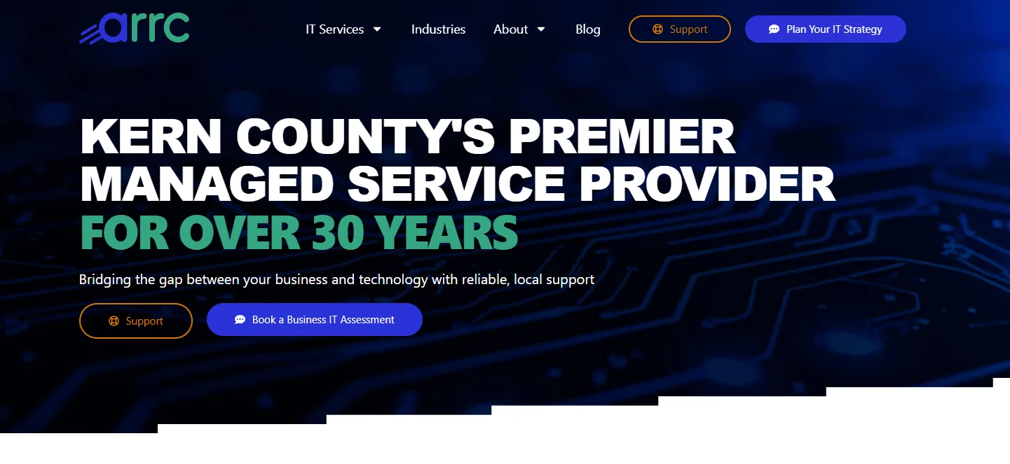 ARRC Technology managed IT services Bakersfield homepage
