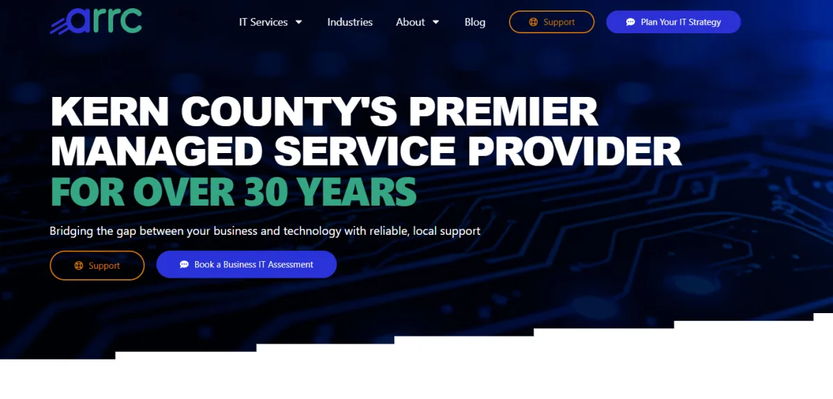 ARRC Technology managed IT services Bakersfield California homepage