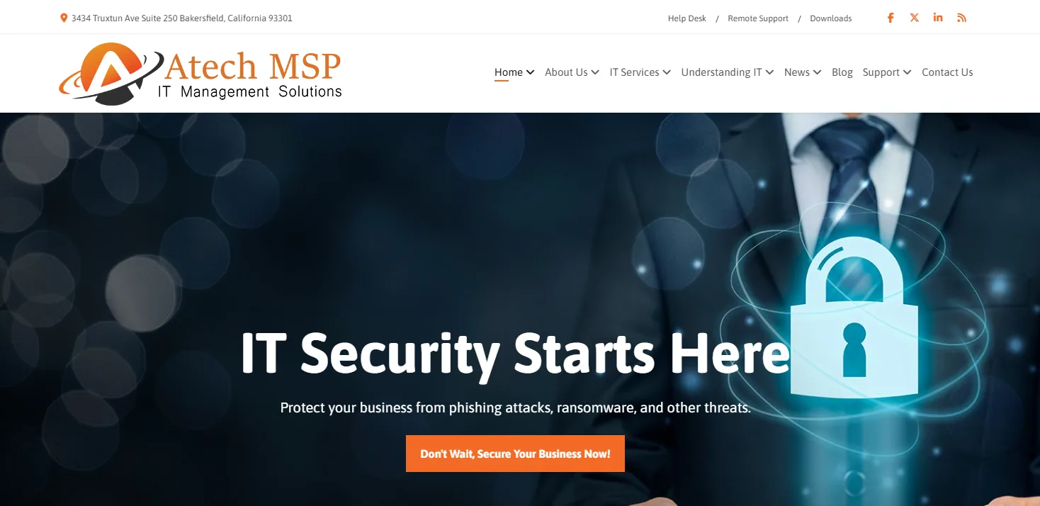 Atech MSP IT support Bakersfield homepage