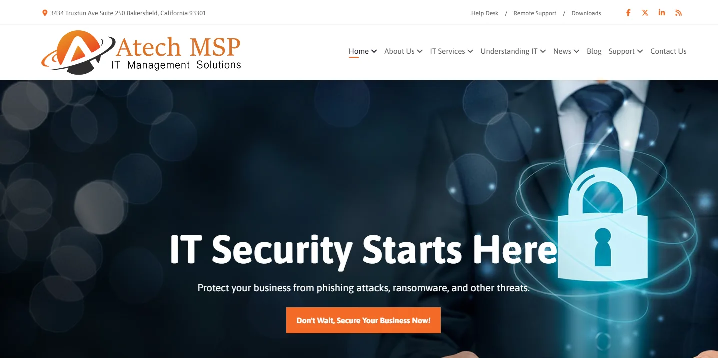 Atech MSP healthcare IT HIPAA Bakersfield homepage