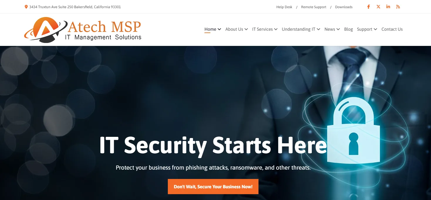 Atech MSP manufacturing IT services Bakersfield homepage