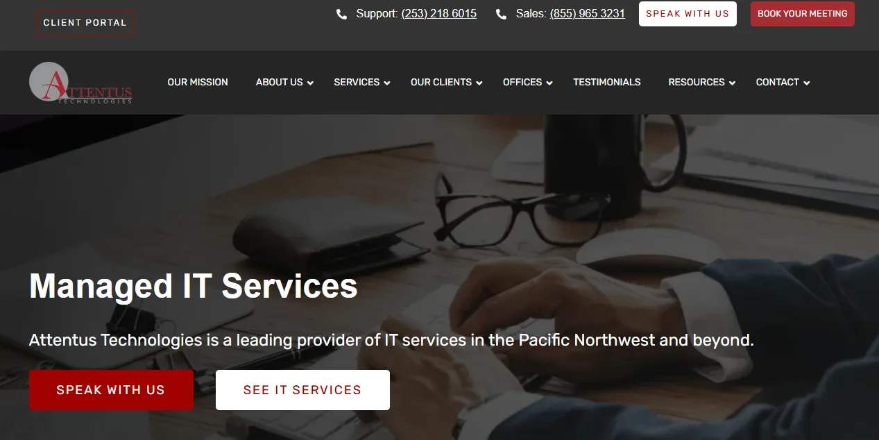 Attentus Technologies healthcare IT support Tacoma WA, ranked #2 with a Trust Score of 7.2/10, homepage
