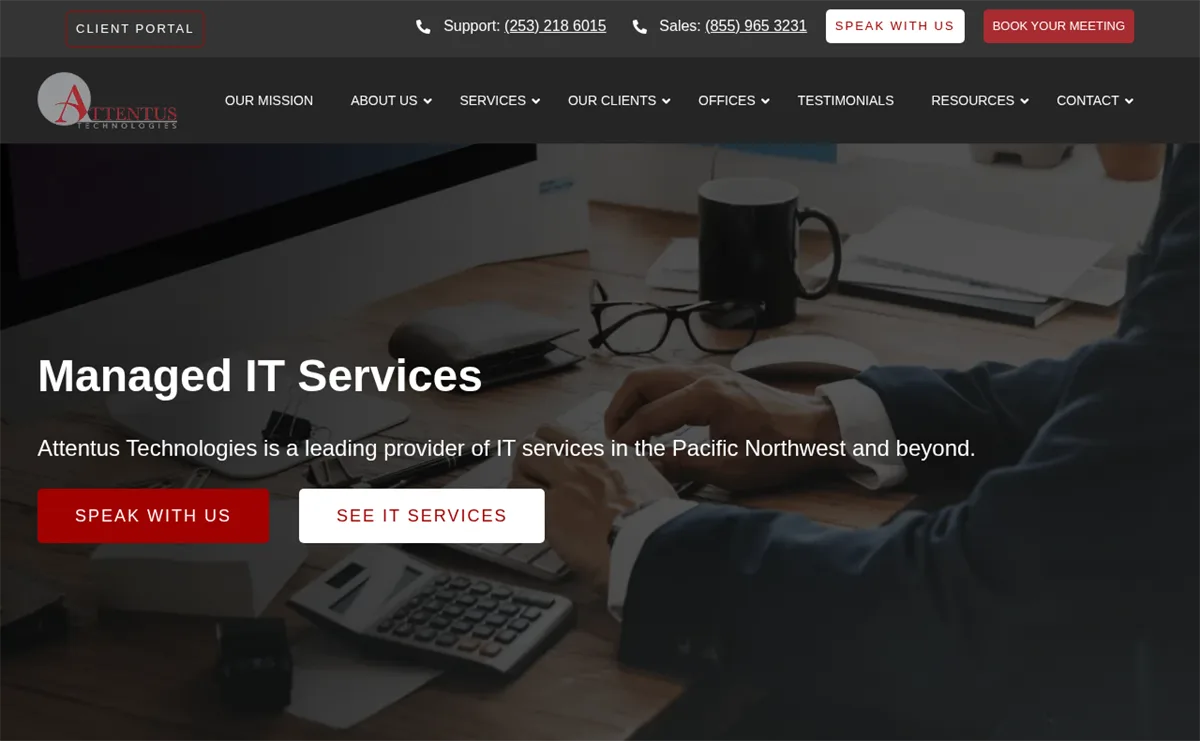 Attentus Technologies managed IT services for Tacoma professional services firms, homepage