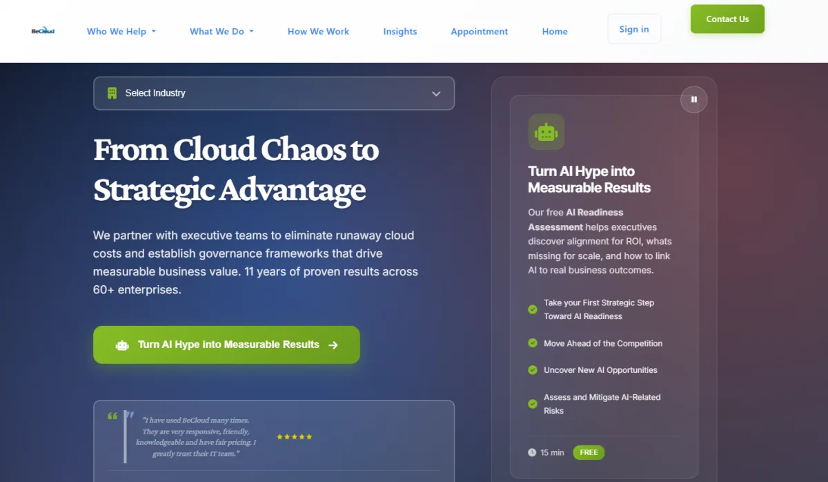 BeCloud AWS consulting and cloud governance homepage