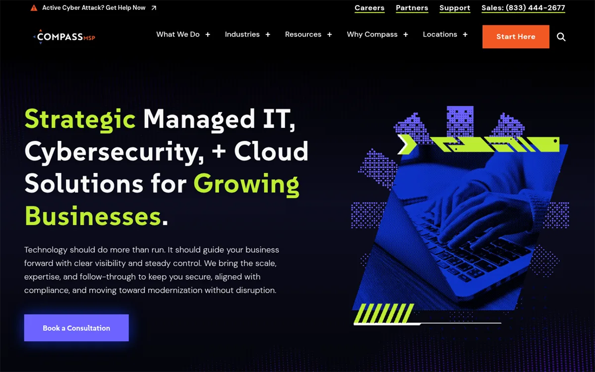 CompassMSP managed IT and cybersecurity Seattle Tacoma metro, homepage