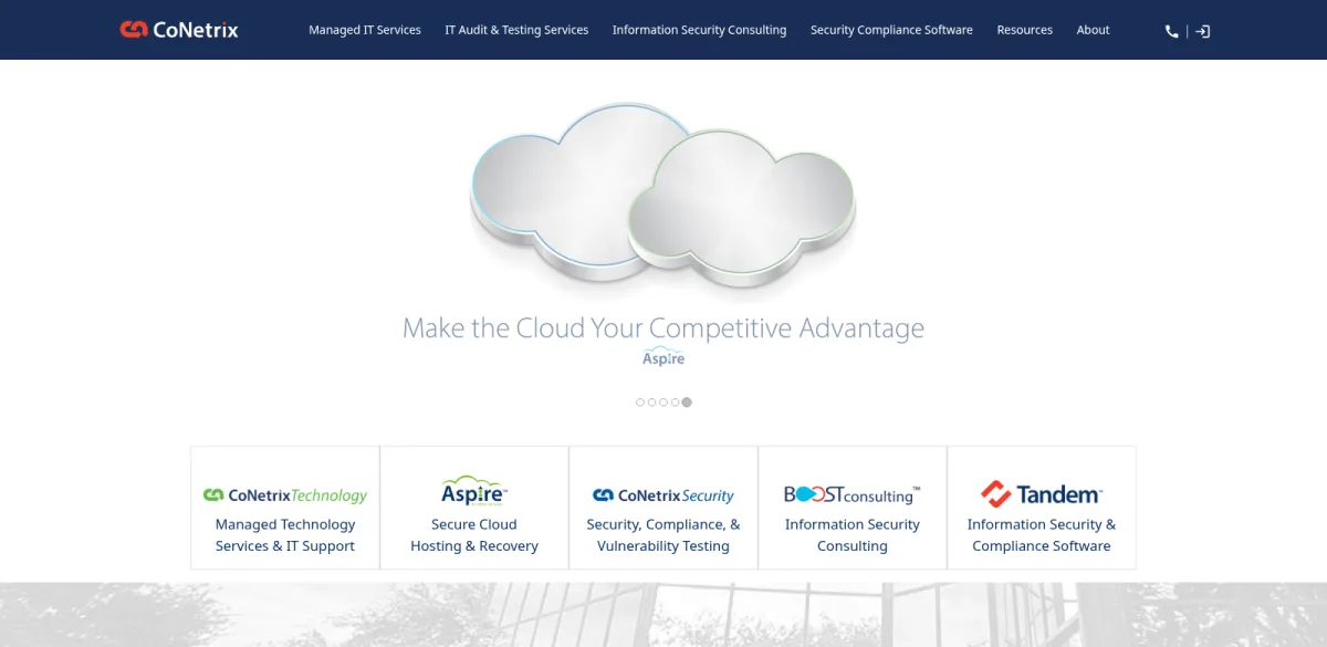 CoNetrix homepage, Lubbock technology and security firm ranked number 3 by itreviews.co