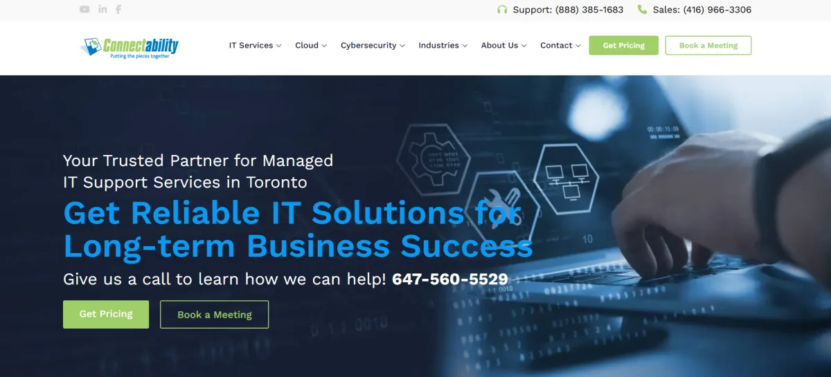 Connectability managed IT services Toronto homepage
