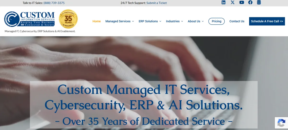 Custom Information Services managed IT El Paso homepage