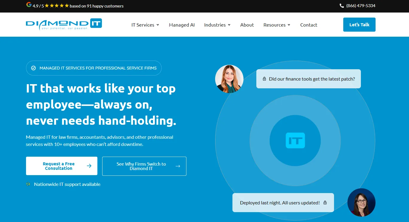 Diamond IT managed IT healthcare Bakersfield homepage