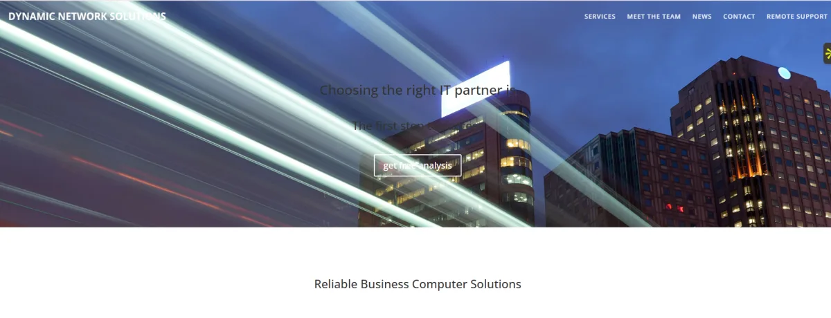 Dynamic Network Solutions managed IT homepage in Huntsville AL
