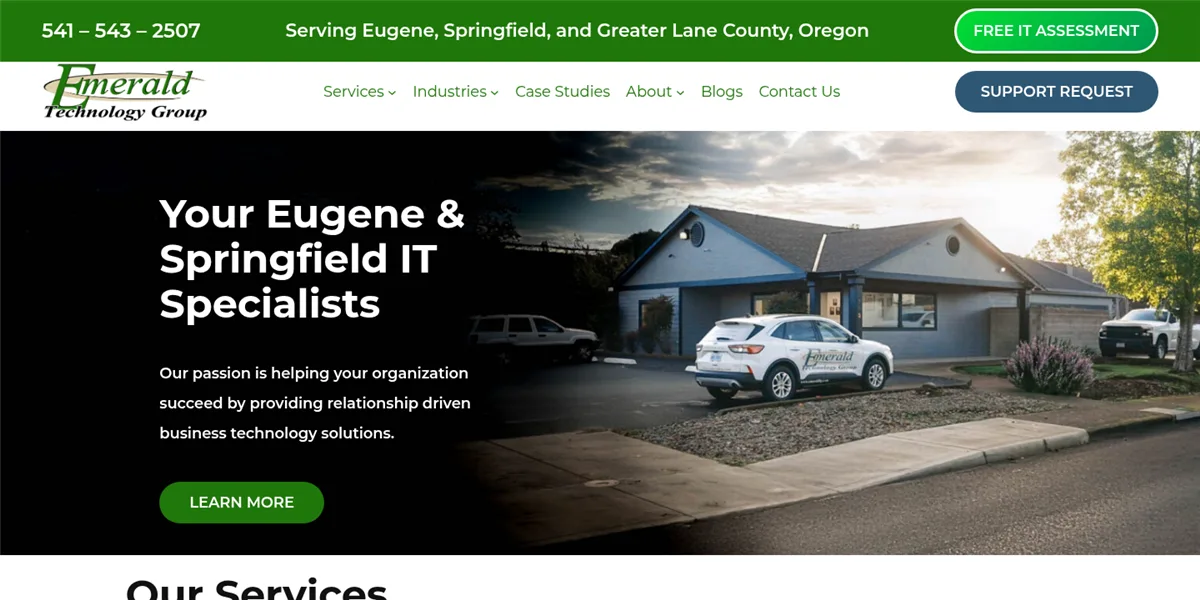 Emerald Technology Group managed IT for Eugene and Springfield professional services firms, ranked #1 with a Trust Score of 6.2/10, homepage