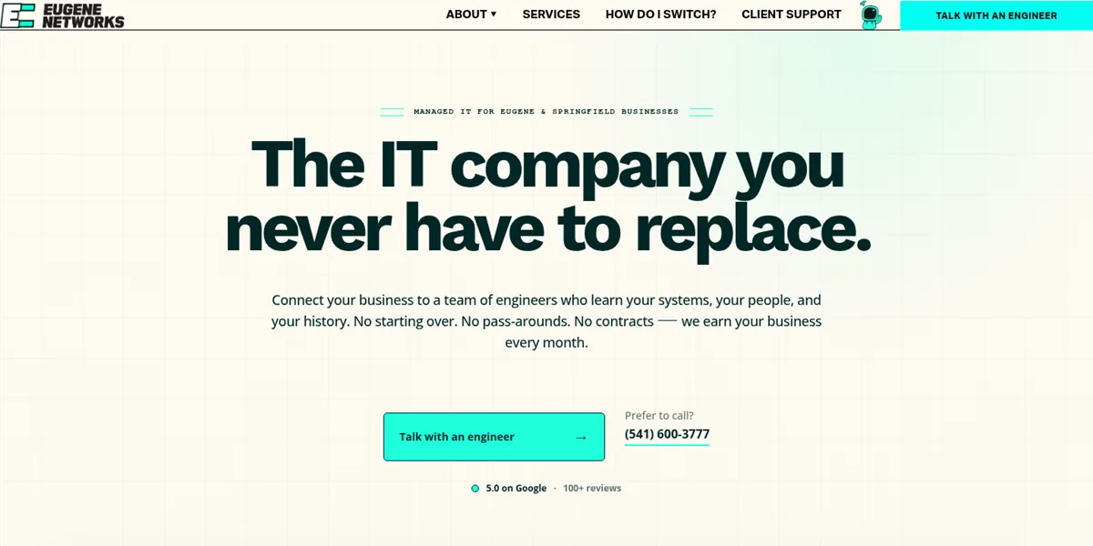 Eugene Networks managed IT services in Eugene, Oregon, ranked #3 with a Trust Score of 5.7/10, homepage