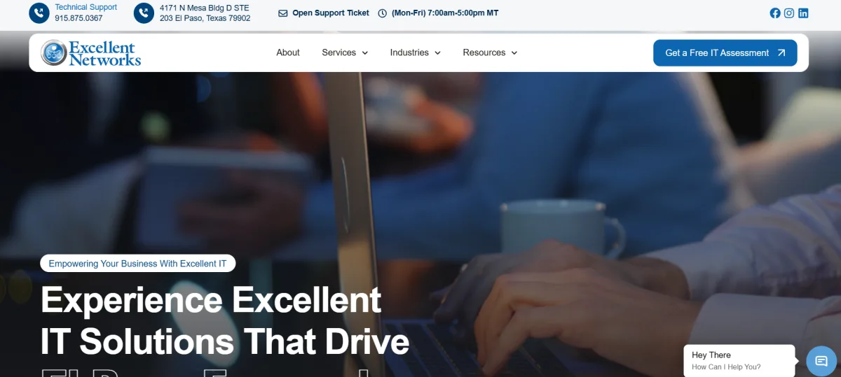 Excellent Networks managed IT El Paso homepage