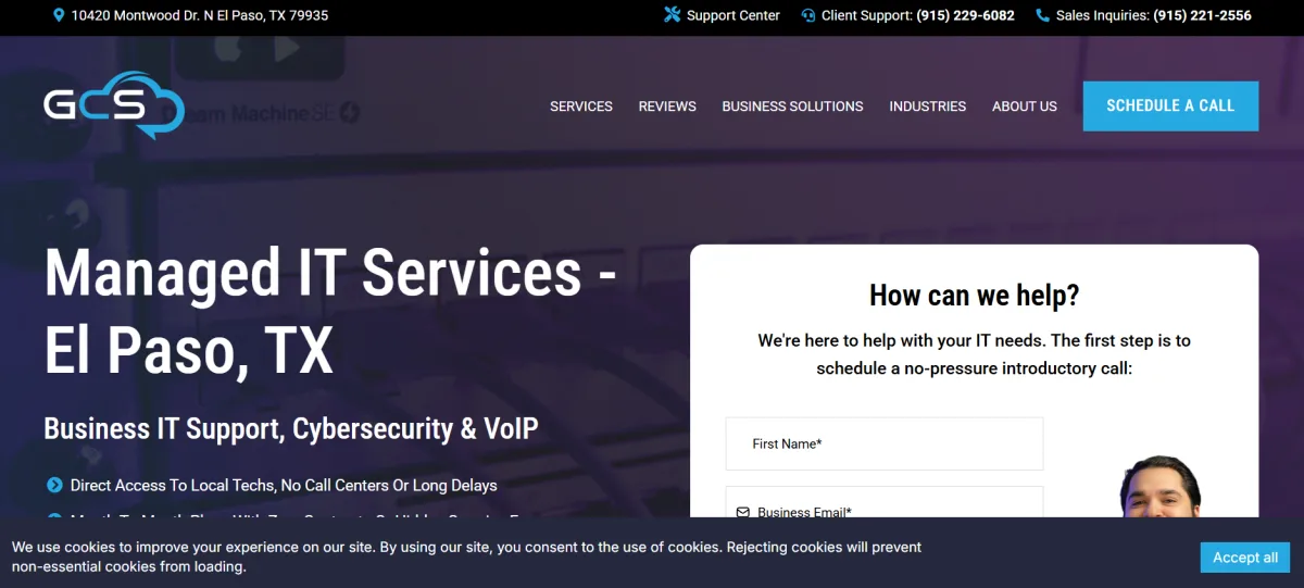 GCS IT homepage, El Paso managed IT services ranked #6 by itreviews.co