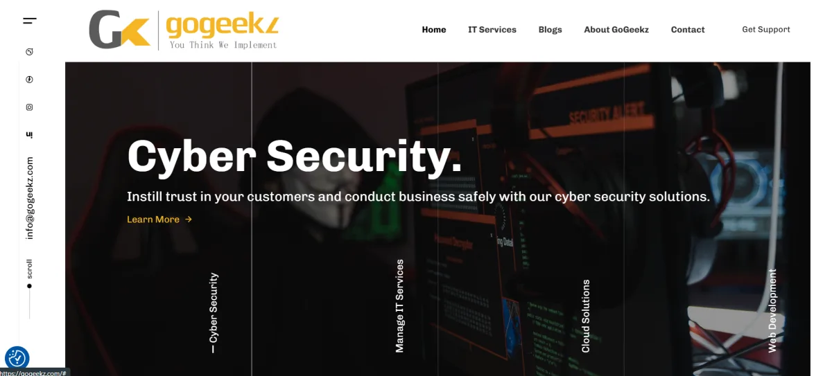 GoGeekz cybersecurity and IT services homepage