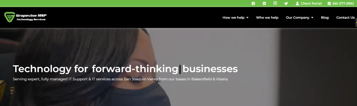 Grapevine MSP managed IT services Bakersfield CA homepage