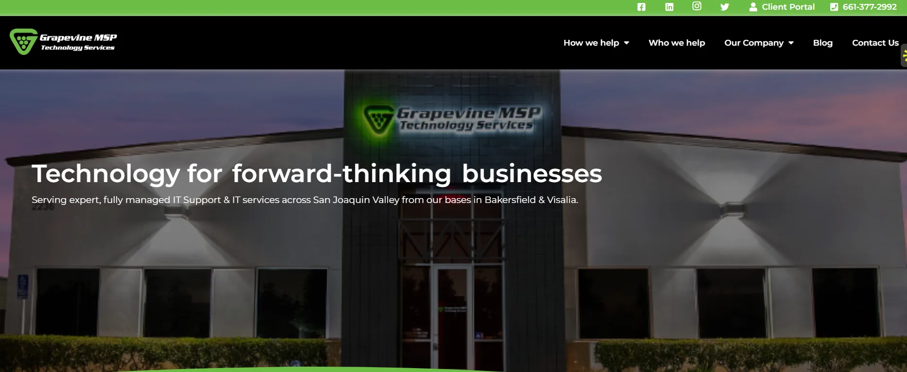 Grapevine MSP Technology Services managed IT services Bakersfield homepage