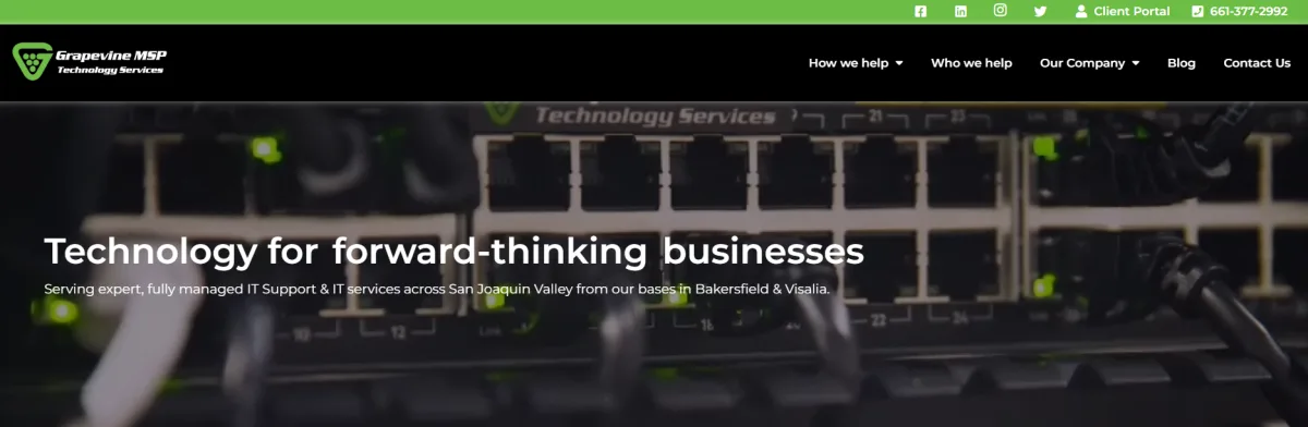 Grapevine MSP managed IT services Bakersfield California homepage