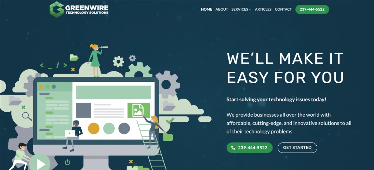 Greenwire Technology Solutions IT services Fort Myers Florida, ranked #4 for real estate with a Trust Score of 4.8/10, homepage